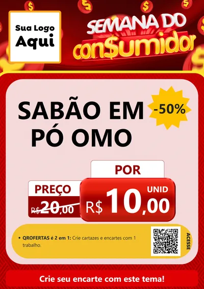 Modelo de Cartaz para Cartaz A4 Vertical com o tema Semana do Consumidor para Produtos de Limpeza