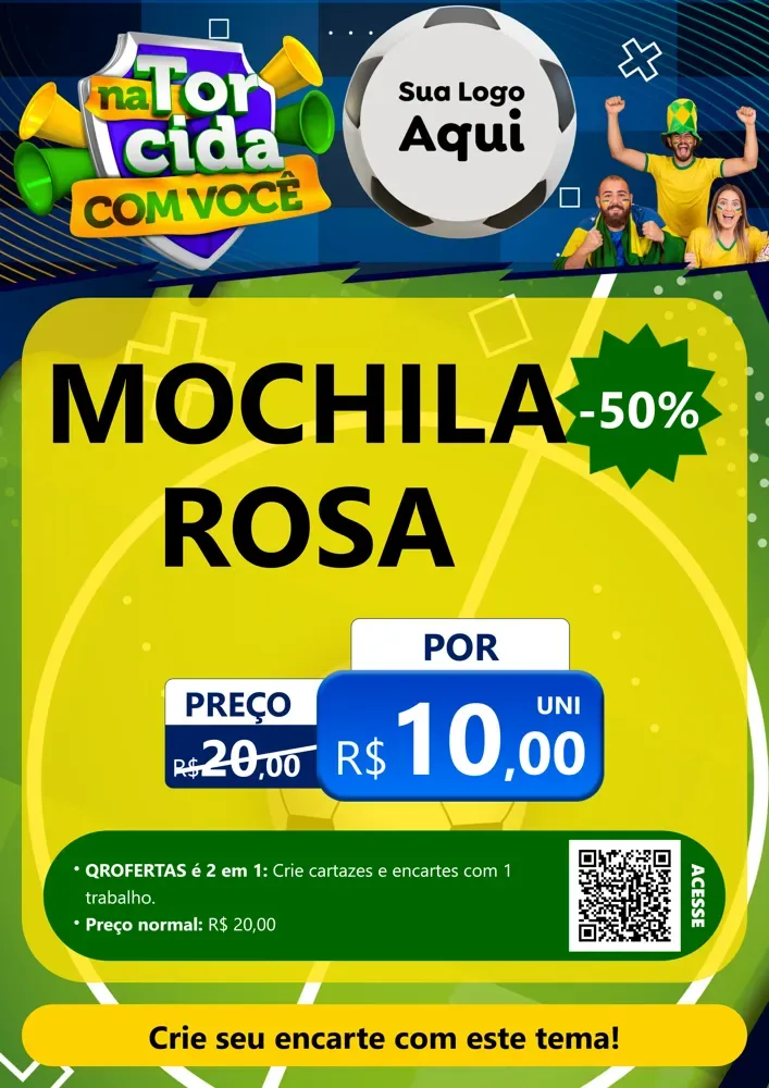 Modelo de Cartaz para Cartaz A4 Vertical com o tema Na Torcida Com Você - Copa para Papelaria