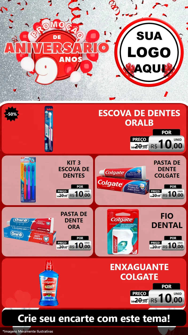 Modelo de TV para TV Vertical com o tema Promoção de Aniversário - 9 Anos para Higiene Pessoal