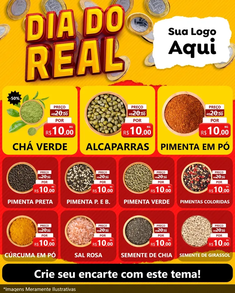 Modelo de Rede Social para Feed Instagram com o tema Dia Do Real para Produtos Naturais