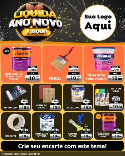 Modelo de Rede Social para Feed Instagram com o tema Liquida Ano Novo É Aqui! para Tintas e Ferramentas