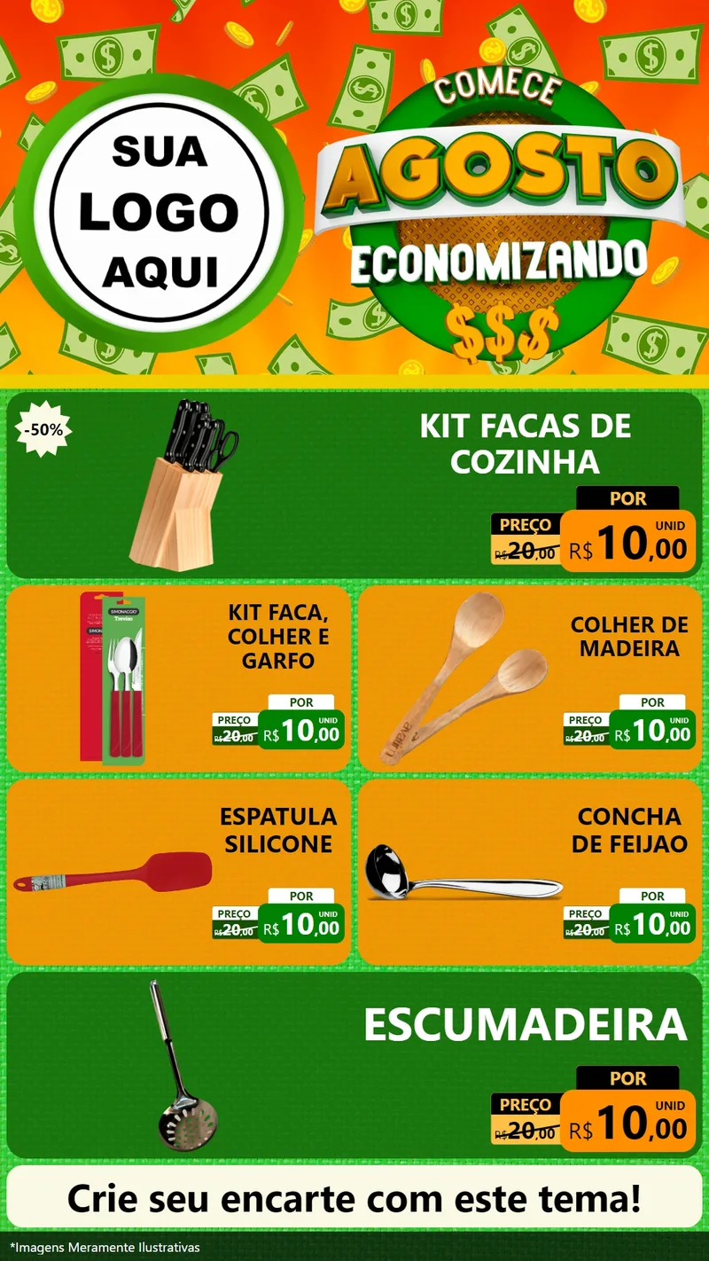 Modelo de TV para TV Vertical com o tema Comece Agosto Economizando para Utilidades Domésticas