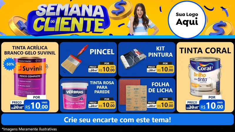 Modelo de TV para TV Horizontal com o tema Semana do Cliente para Tintas e Ferramentas