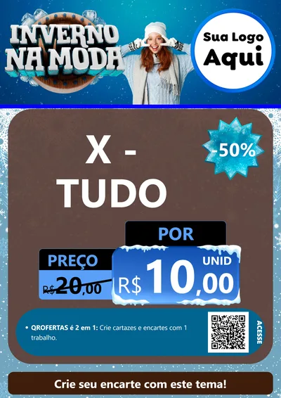 Modelo de Cartaz para Cartaz A4 Vertical com o tema Inverno na Moda para Hamburgueria