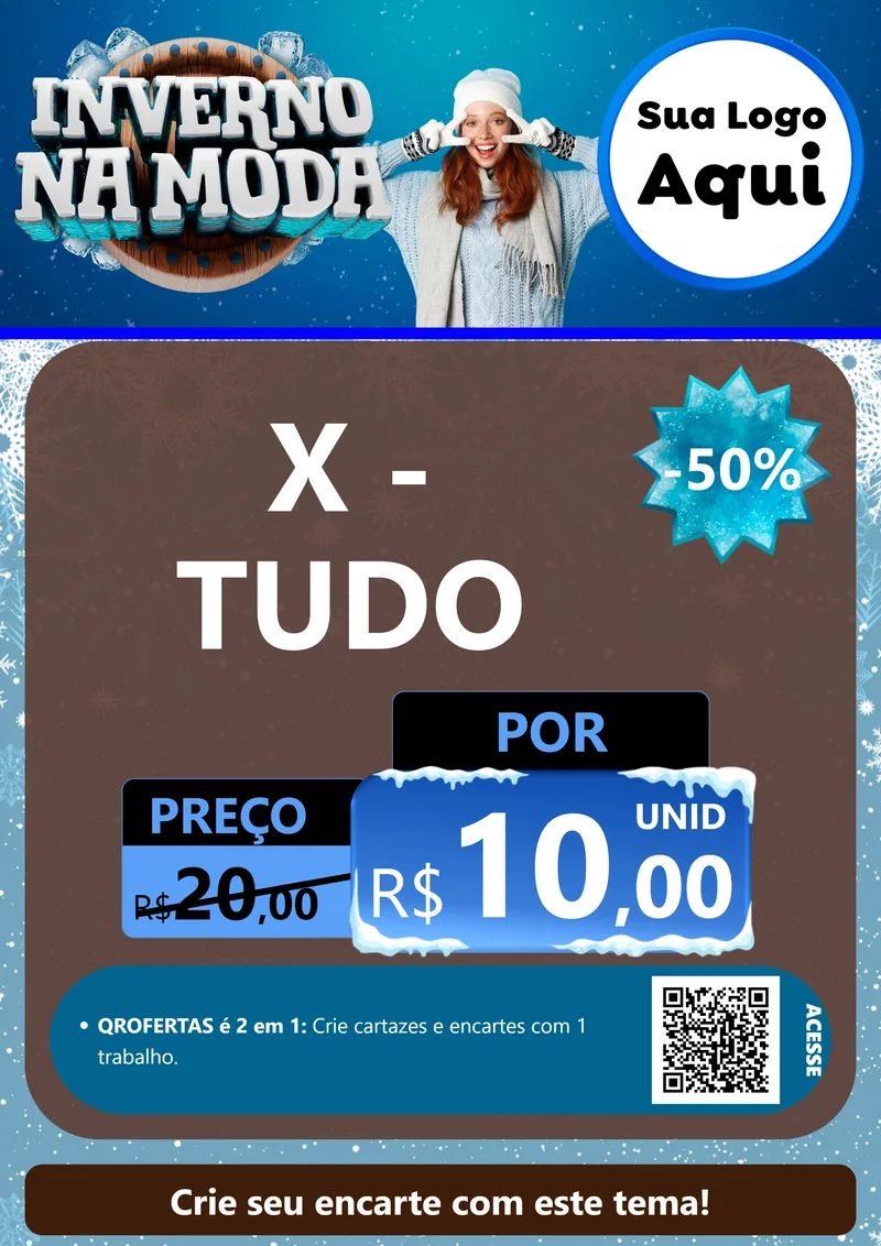 Modelo de Cartaz para Cartaz A4 Vertical com o tema Inverno na Moda para Hamburgueria