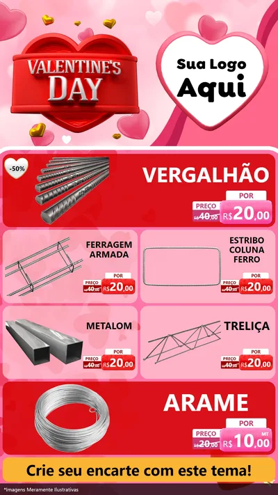 Modelo de TV para TV Vertical com o tema Valentine's Day para Ferragens
