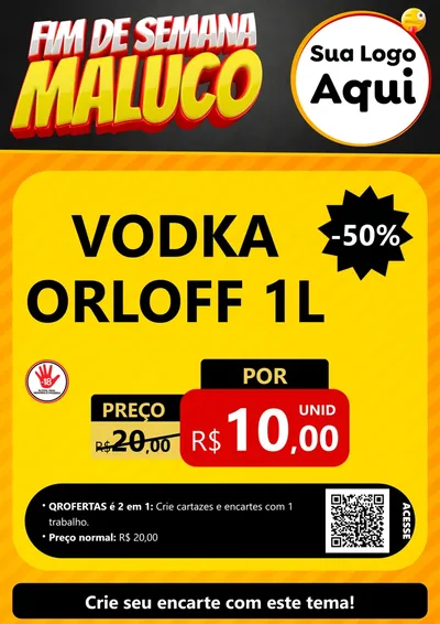 Modelo de Cartaz para Cartaz A4 Vertical com o tema Final de Semana Maluco para Distribuidora de bebidas