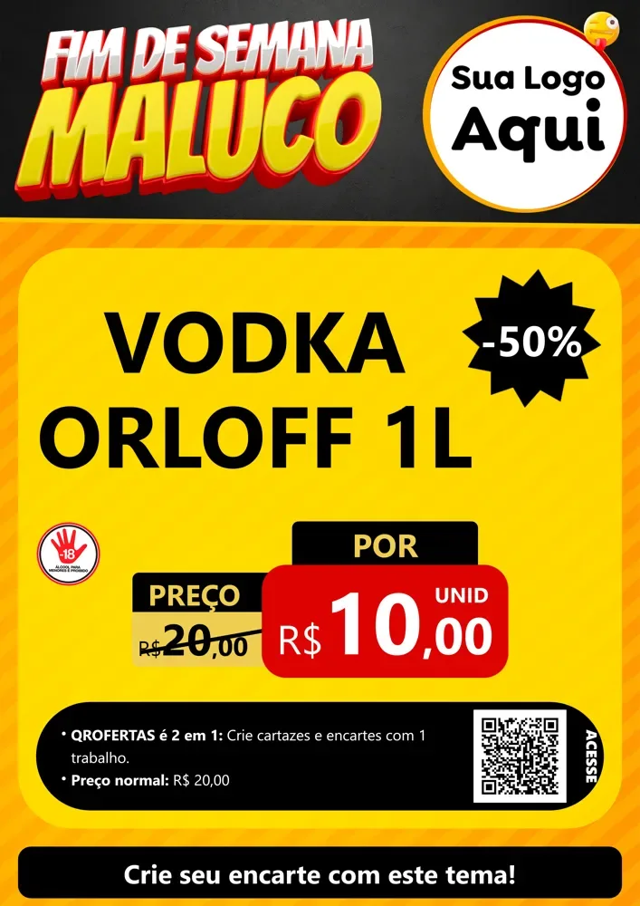 Modelo de Cartaz para Cartaz A4 Vertical com o tema Final de Semana Maluco para Distribuidora de bebidas