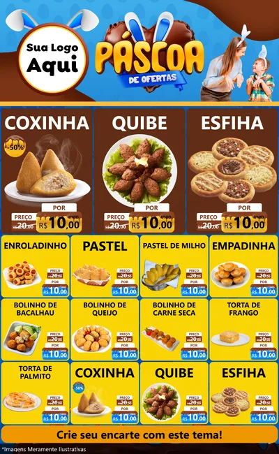 Modelo de Encarte para Encarte Grande com o tema Páscoa de Ofertas para Salgadaria