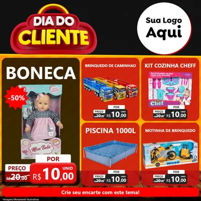Modelo de Rede Social para Feed Facebook com o tema Dia do Cliente para Brinquedos