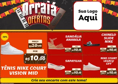 Modelo de Encarte para Encarte A4 Horizontal com o tema Arraiá de Ofertas - Junina para Calçados