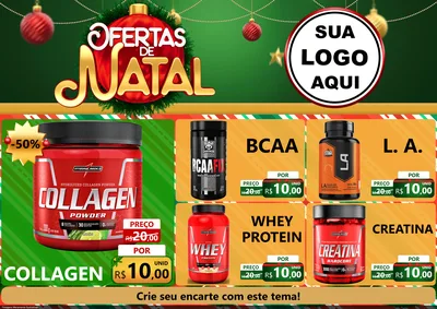 Modelo de Encarte para Encarte A4 Horizontal com o tema Ofertas de Natal para Suplementos alimentares