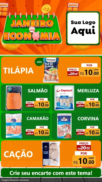 Modelo de TV para TV Vertical com o tema Janeiro da Economia para Peixaria