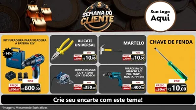 Modelo de TV para TV Horizontal com o tema Semana do Cliente para Maquinas e Ferramentas