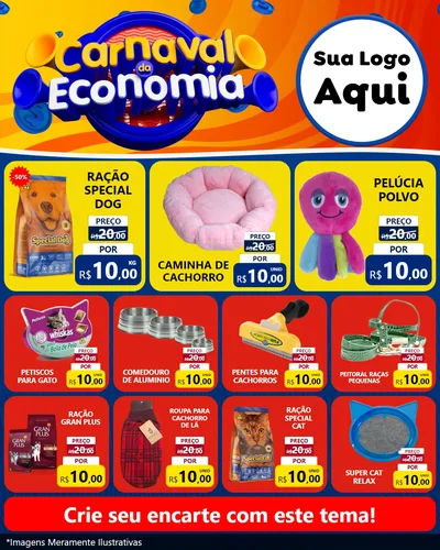 Modelo de Rede Social para Feed Instagram com o tema Carnaval da Economia para Pet Shop