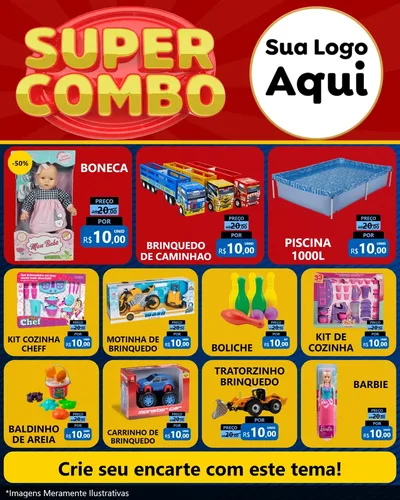 Modelo de Rede Social para Feed Instagram com o tema Super Combo para Brinquedos