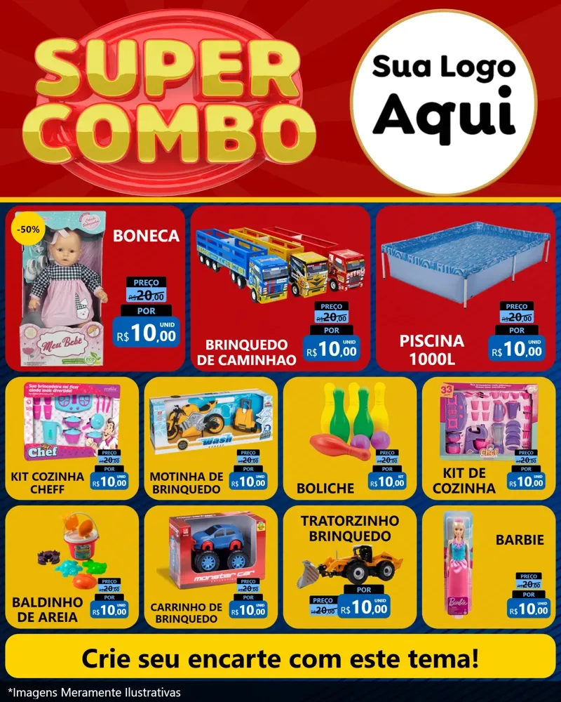 Modelo de Rede Social para Feed Instagram com o tema Super Combo para Brinquedos