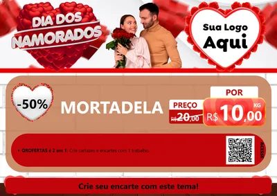 Modelo de Cartaz para Cartaz A4 Horizontal com o tema Dia dos Namorados para Frios e Laticínios