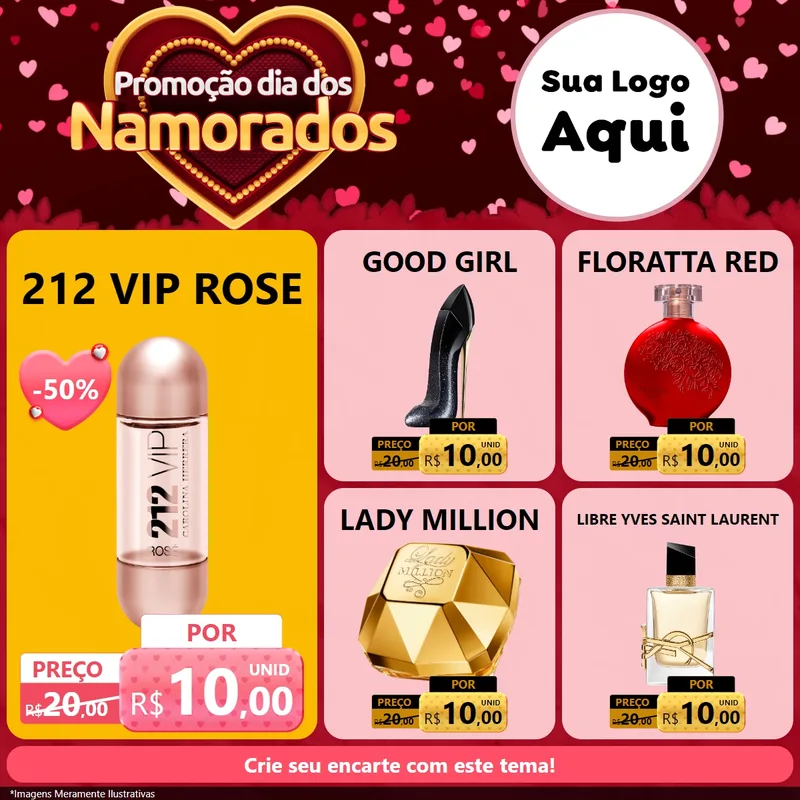 Modelo de Rede Social para Feed Facebook com o tema Promoção Dia Dos Namorados para Perfumes