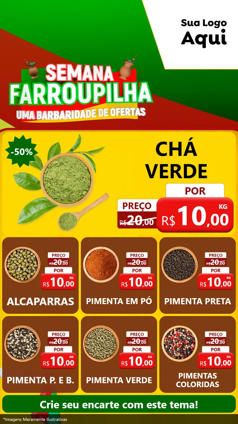 Modelo de Rede Social para Stories com o tema Semana Farroupilha - Uma Barbaridade de Ofertas para Produtos Naturais