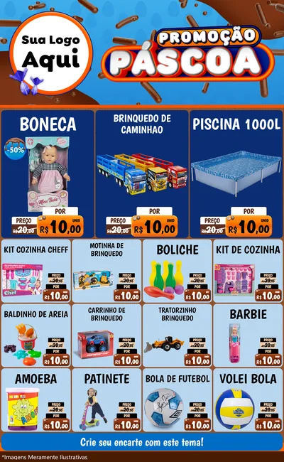 Modelo de Encarte para Encarte Grande com o tema Promoção Páscoa para Brinquedos