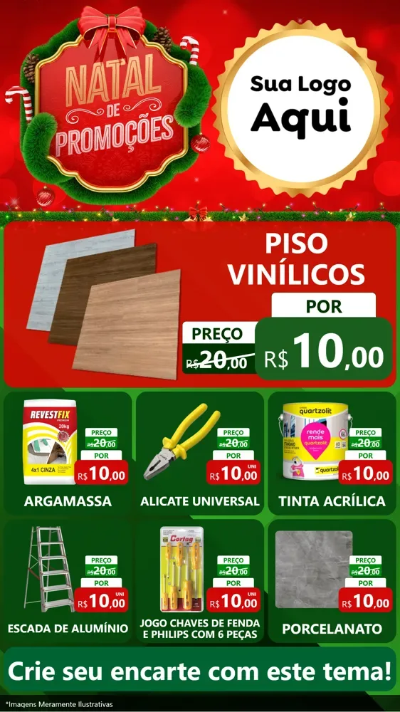 Modelo de Rede Social para Stories com o tema Natal de Promoções para Material para Construção