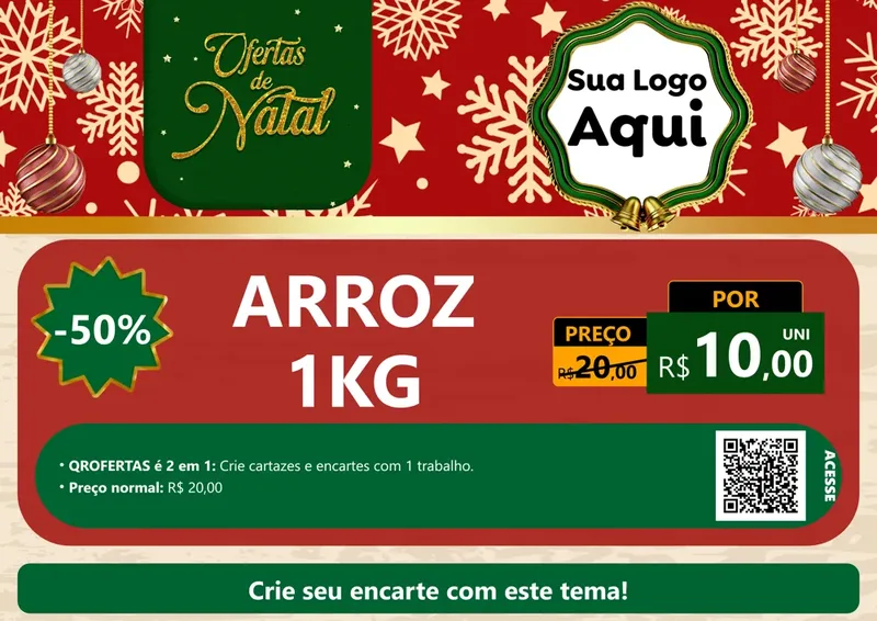 Modelo de Cartaz para Cartaz A4 Horizontal com o tema Natal de Ofertas para Supermercado