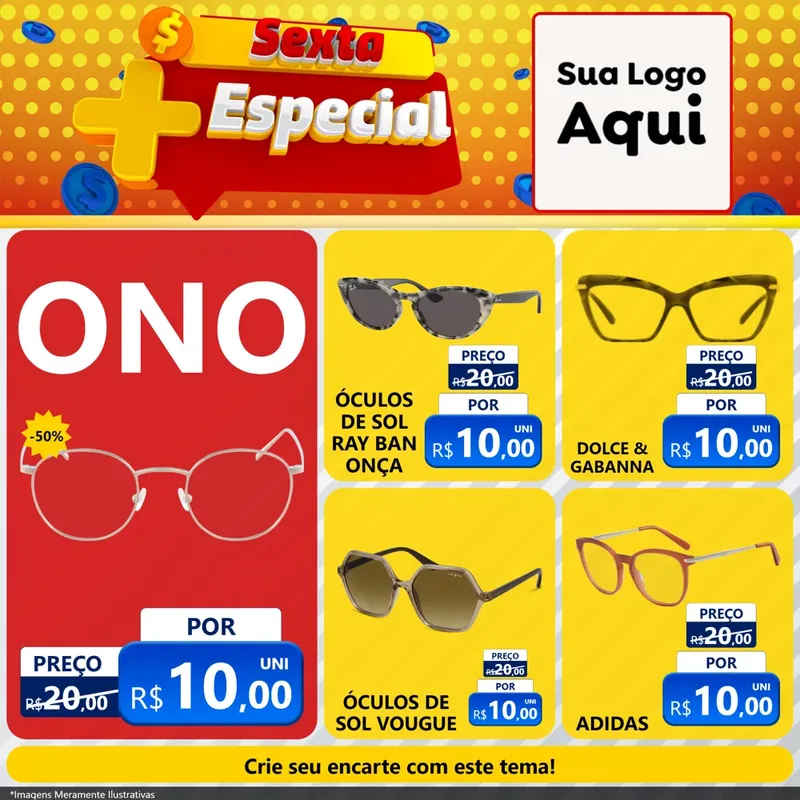 Modelo de Rede Social para Feed Facebook com o tema Sexta Mais Especial para Óticas