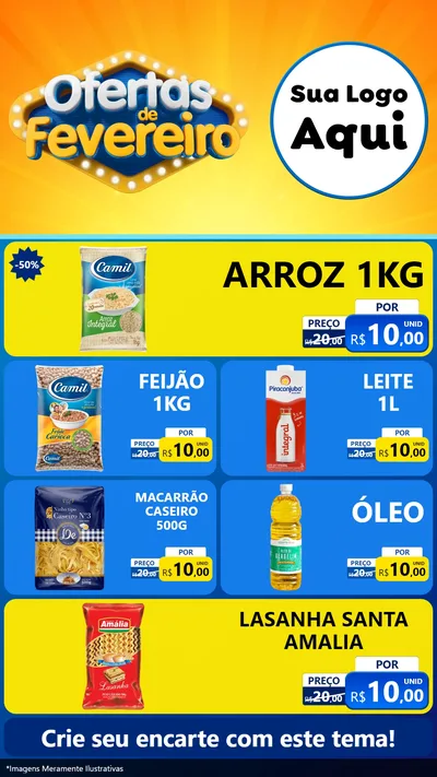 Modelo de TV para TV Vertical com o tema Ofertas de Fevereiro para Supermercado