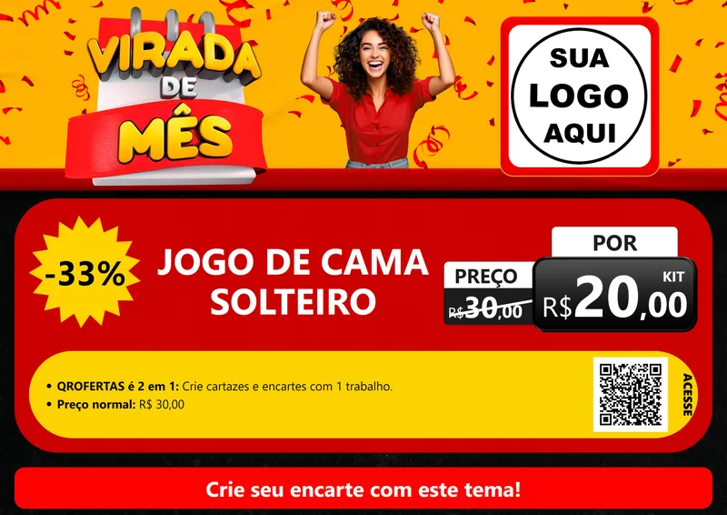 Modelo de Cartaz para Cartaz A4 Horizontal com o tema Virada de Mês para Cama, Mesa e Banho