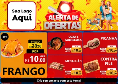 Modelo de Encarte para Encarte A4 Horizontal com o tema Alerta de Ofertas para Assados