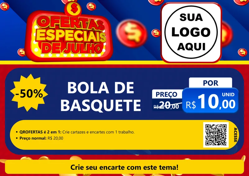Modelo de Cartaz para Cartaz A4 Horizontal com o tema Ofertas Especiais de Julho para Artigos Esportivos
