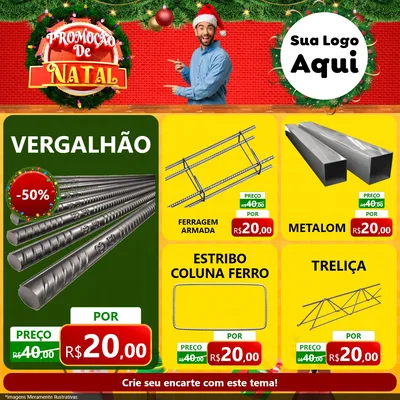 Modelo de Rede Social para Feed Facebook com o tema Promoção de Natal para Ferragens