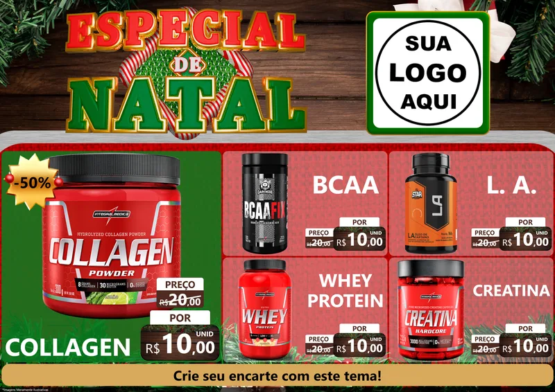 Modelo de Encarte para Encarte A4 Horizontal com o tema Especial de Natal para Suplementos alimentares