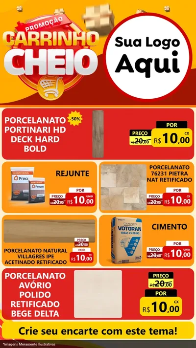 Modelo de TV para TV Vertical com o tema Promoção carrinho cheio para Pisos e revestimentos
