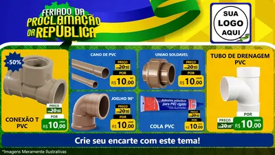 Modelo de TV para TV Horizontal com o tema Feriado da Proclamação da República para Tubos e conexões