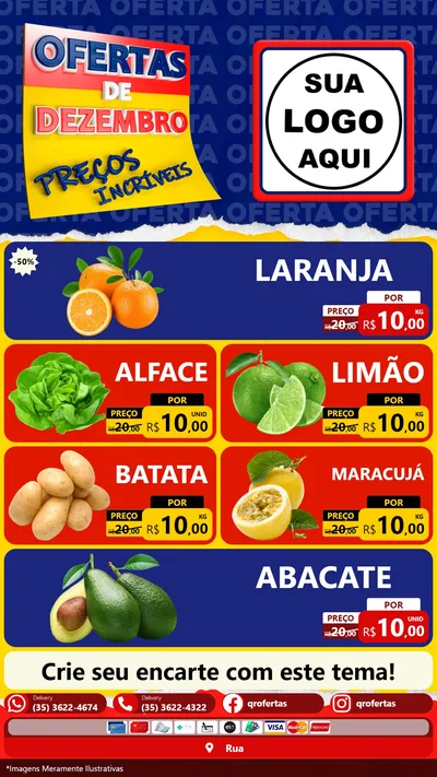 Modelo de TV para TV Vertical com o tema Ofertas de Dezembro - Preços Incríveis para Hortifrúti