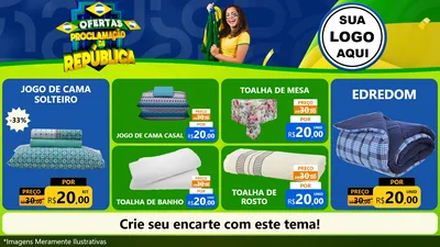 Modelo de TV para TV Horizontal com o tema Ofertas Proclamação da República para Cama, Mesa e Banho