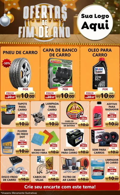 Modelo de Encarte para Encarte Grande com o tema Ofertas de Fim de Ano para Auto peças