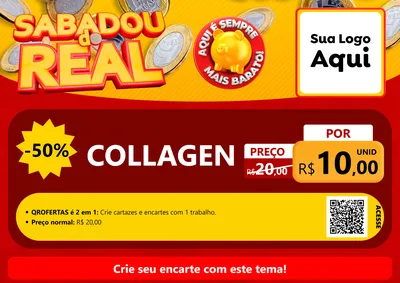 Modelo de Cartaz para Cartaz A4 Horizontal com o tema Sabadou do Real para Suplementos alimentares