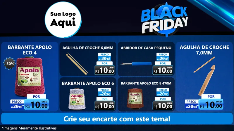Modelo de TV para TV Horizontal com o tema Black Friday para Armarinho e Aviamentos
