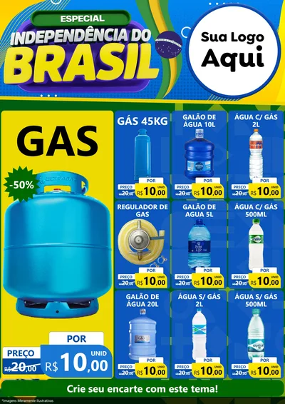 Modelo de Encarte para Encarte A4 Vertical com o tema Especial Independência do Brasil para Água e gás