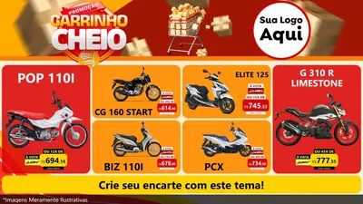 Modelo de TV para TV Horizontal com o tema Promoção carrinho cheio para Concessionaria de Motos