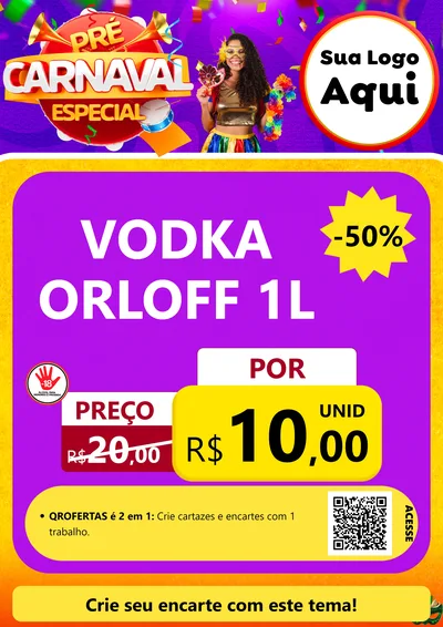 Modelo de Cartaz para Cartaz A4 Vertical com o tema Pré-Carnaval Especial para Distribuidora de bebidas