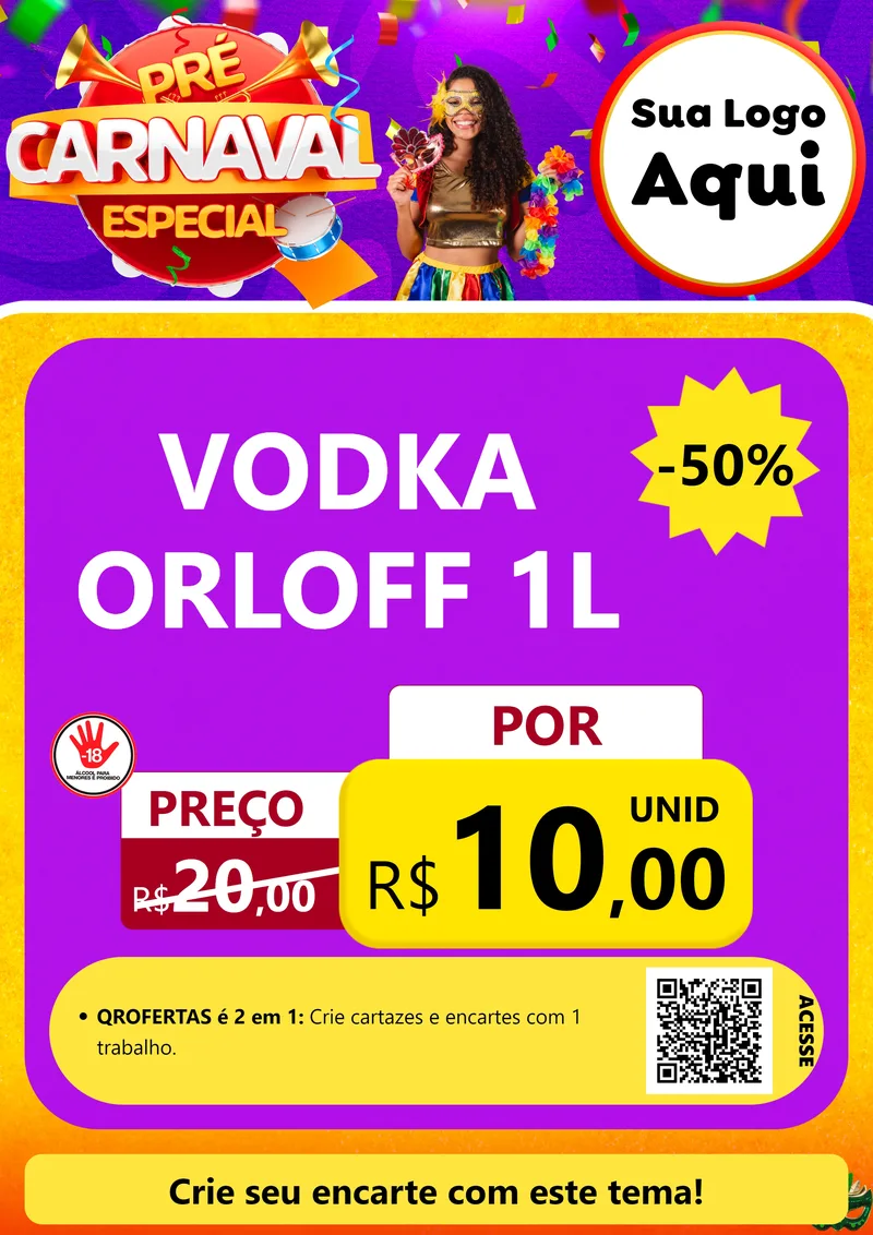 Modelo de Cartaz para Cartaz A4 Vertical com o tema Pré-Carnaval Especial para Distribuidora de bebidas