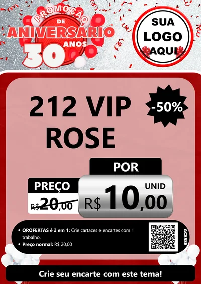 Modelo de Cartaz para Cartaz A4 Vertical com o tema Promoção de Aniversário - 30 Anos para Perfumes