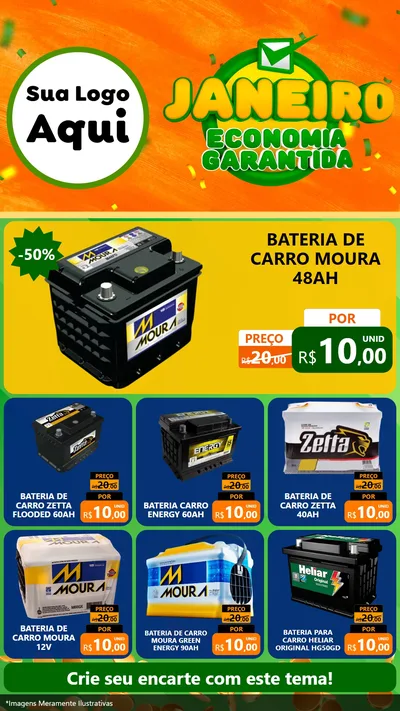 Modelo de Rede Social para Stories com o tema Janeiro - Economia Garantida para Baterias Elétricas