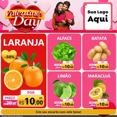 Modelo de Rede Social para Feed Facebook com o tema Valentine's Day para Hortifrúti