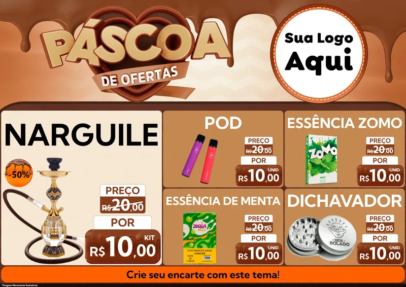 Modelo de Encarte para Encarte A4 Horizontal com o tema Páscoa de Ofertas para Tabacaria