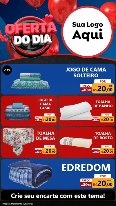 Modelo de TV para TV Vertical com o tema Oferta do Dia para Cama, Mesa e Banho